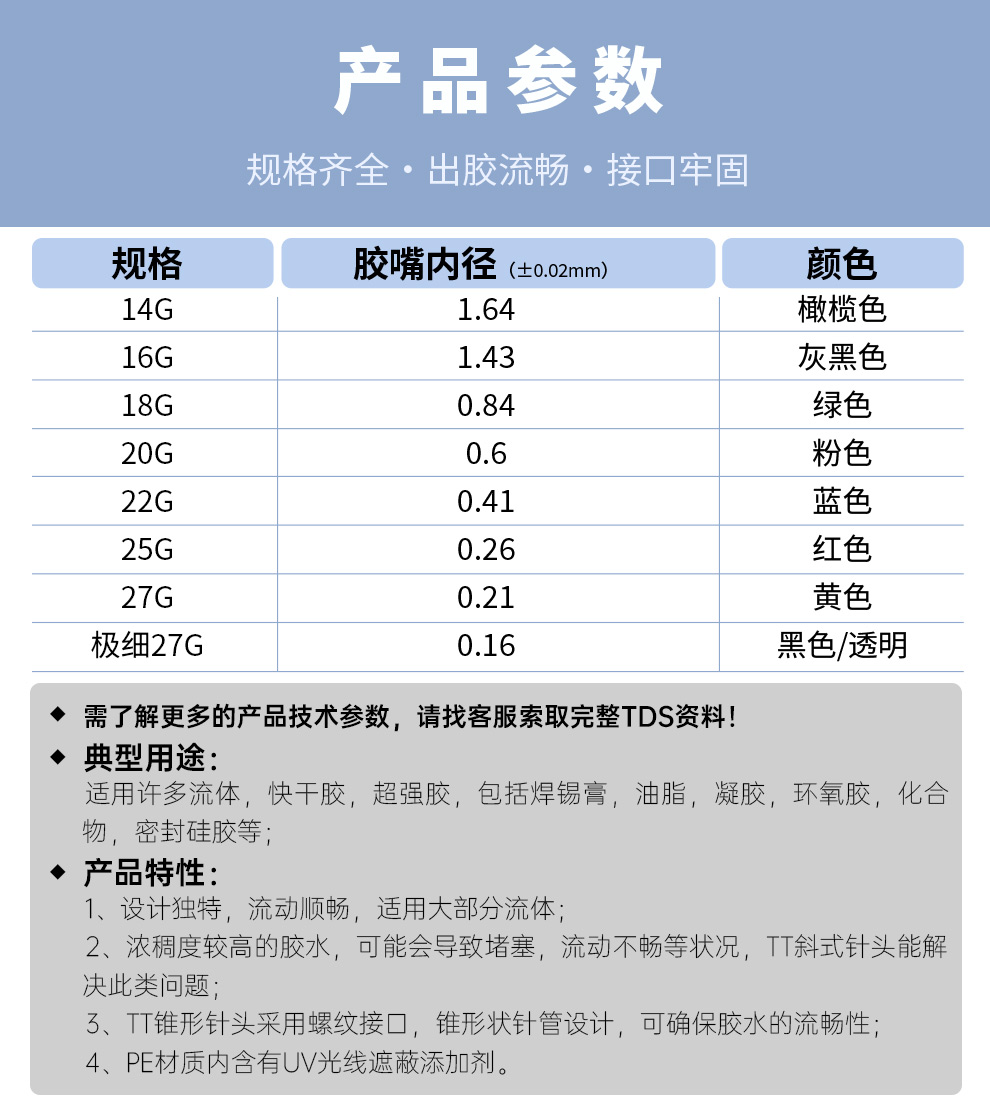 金士达全塑料点胶嘴TT斜式滴胶针嘴打胶 点胶机配件适合点出快干胶UV胶厌氧胶等胶水